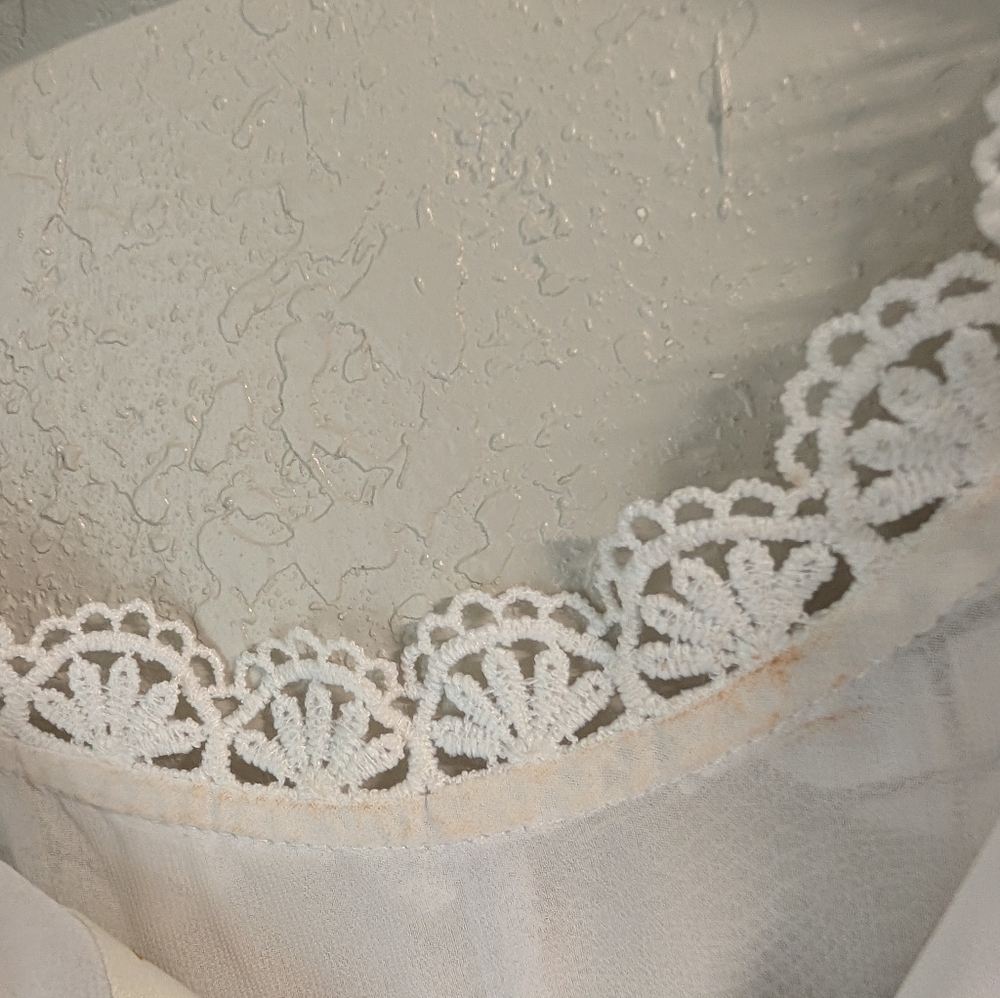Mauve Pineapple Sleeveless Top 12 White Lace Scalloped Boho Cottagecore Layering - Picture 8 of 16